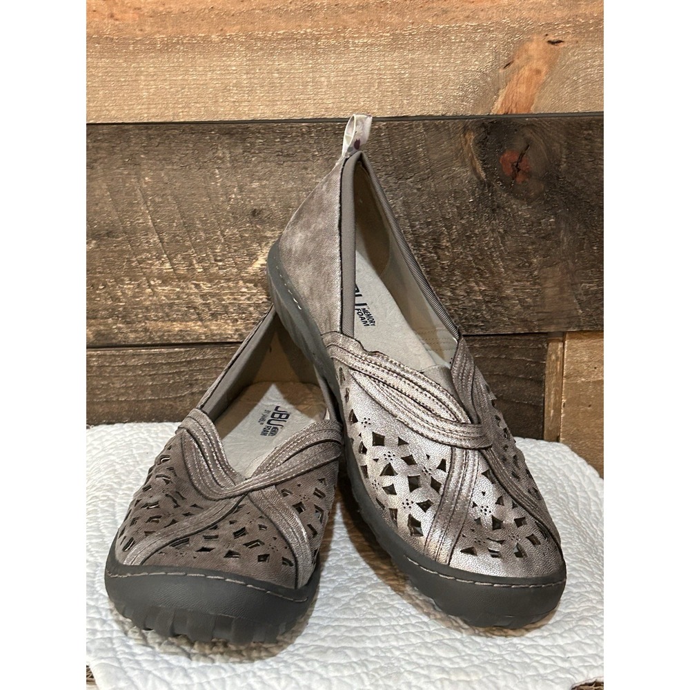 JBU by Jambu Pecan Women's Metallic Slip-On Flats Memory Foam Size 10W